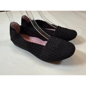 Taryn Rose Womens Gelica sz 7 Black Woven Flats Comfort Slip-On Shoes